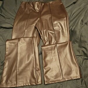 Leather boot cut pants